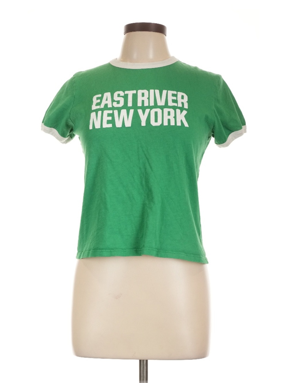 EASTRIVER NEW YORK Green Graphic Ringer Tee, Youth sz L or adult sz S
